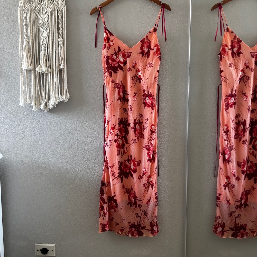 Chesley Peach and Burgundy Floral Dress